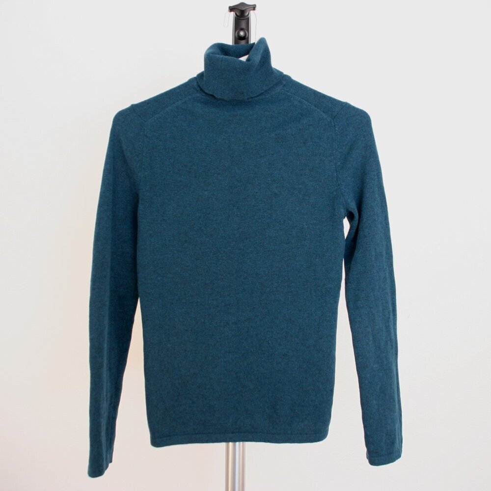 Lord & Taylor 100% Cashmere Green/Blue‎ Turtleneck Sweater Sz XS *No Size Label*